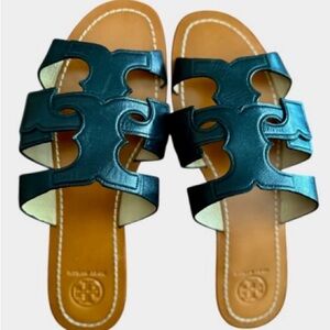 Tory Burch Black Leather Sandals, size 10